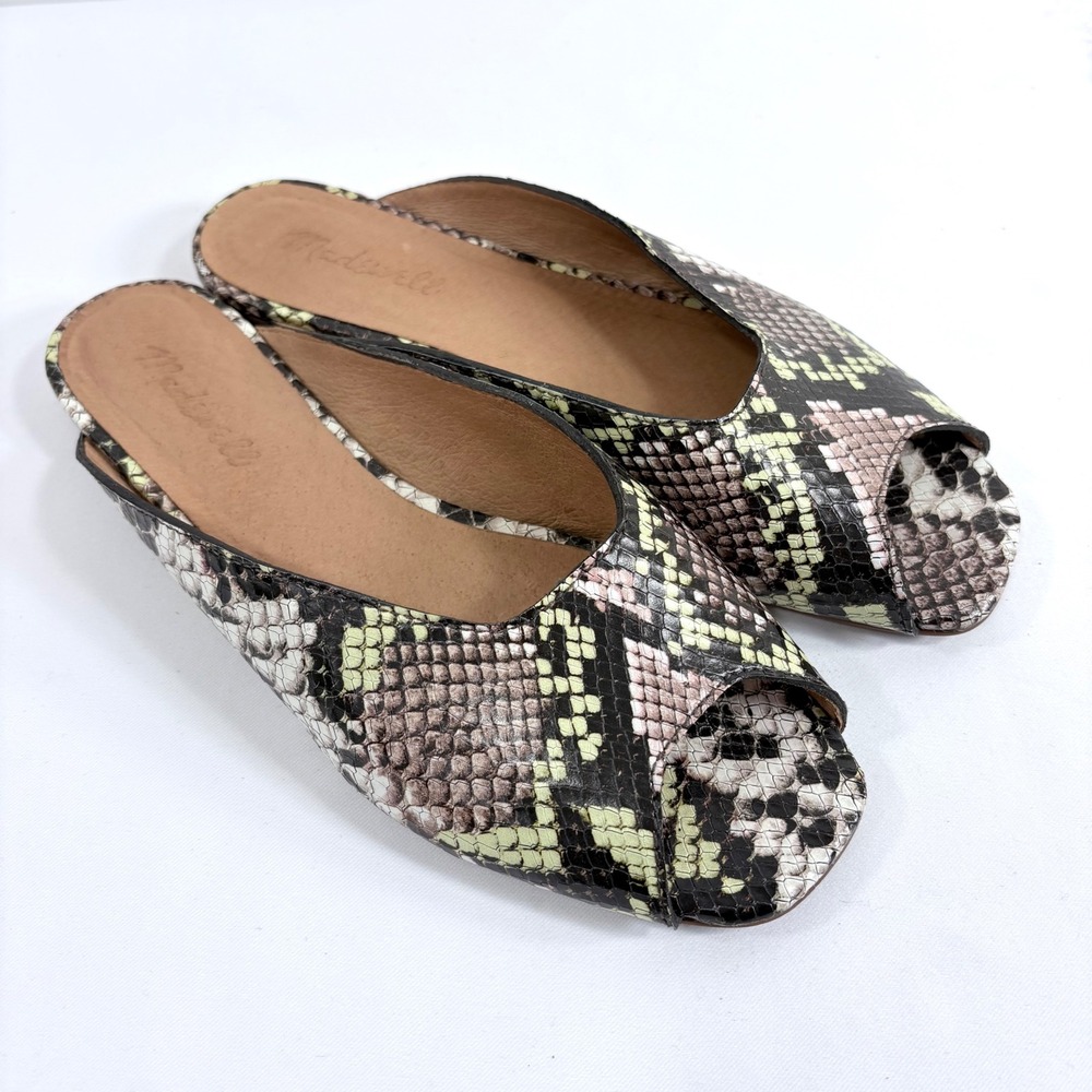 Madewell Multicolor Faux Snakeskin Open-Toe Mules